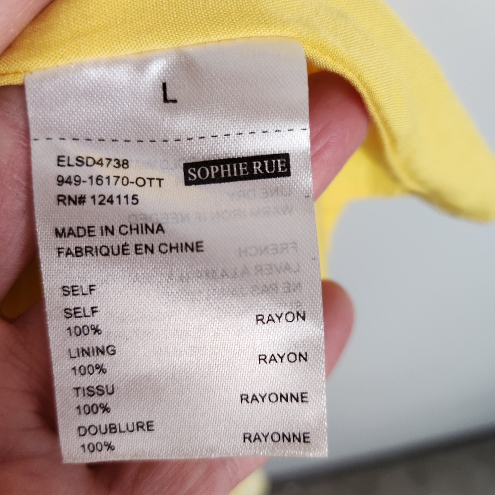 NWT Sophie Rue Yellow Multi Floral Puff Sleeve‎ Mini Peasant Dress Large #646 - Picture 12 of 14